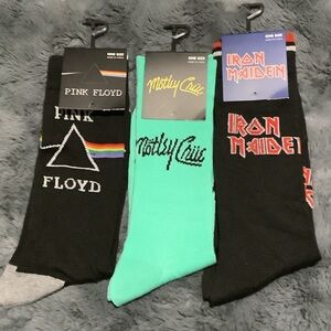 Pink Floyd, Mötley Crüe, Iron Maiden Men's Socks Set